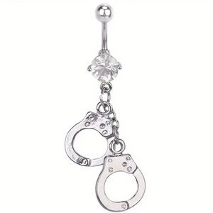 1PC Handcuffs Shape Belly Button Ring - Dangling Accent